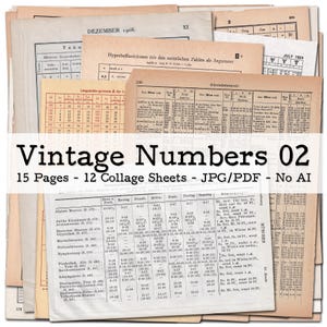 Vintage Book Pages with Numbers, Calculations, Tables, Part 02 | 1900s - 1950s Ephemera | Junk Journal Kit | digital | instant download