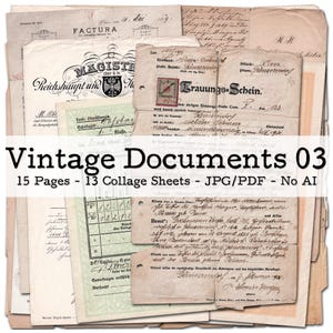 Vintage Dokumente und Zertifikate, Teil 03 | 1880er - 1940er Ephemera | Junk Journal Kit | Scrapbook Zubehör | digital | Sofort-Download