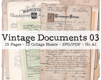 Vintage Documents and Certificates, Part 03 | 1880s - 1940s Ephemera | Junk Journal Kit | Scrapbook Supplies | digital | instant download