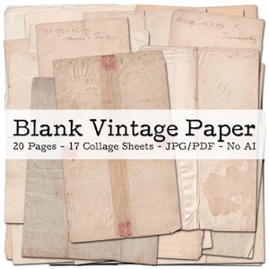 Blank Vintage Papers | 1880s - 1930s Ephemera | Naturally Aged | Junk Journal Kit | Scrapbook Supplies | digital | instant download
