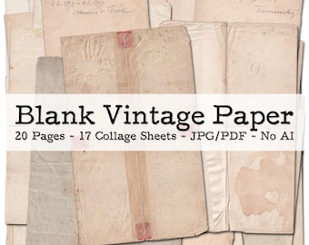 Blank Vintage Papers | 1880s - 1930s Ephemera | Naturally Aged | Junk Journal Kit | Scrapbook Supplies | digital | instant download