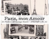 Sehenswürdigkeiten in Paris | Ephemera aus 1890 | Französische Vintage Fotos | Junk Journal Kit | Reisetagebuch | digital | Sofort-Download