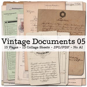 May include: A collection of aged, off-white and beige paper documents featuring various handwritten scripts, printed German text, official stamps, and tabular grids. The stack includes diverse historical forms, certificates, and records with visible ink stains and weathered edges.