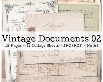 Vintage Documents and Certificates, Part 02 | 1860s - 1940s Ephemera | Junk Journal Kit | Scrapbook Supplies | digital | instant download