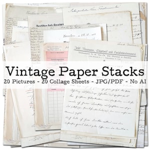 Vintage Paper Stacks | 1900s - 1940s Ephemera | Notes, Invoices, Forms | Junk Journal Kit | Scrapbook Supplies | digital | instant download