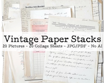 Vintage Paper Stacks | 1900s - 1940s Ephemera | Notes, Invoices, Forms | Junk Journal Kit | Scrapbook Supplies | digital | instant download