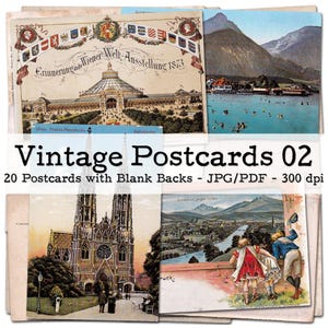 Cartes postales anciennes avec dos vierges | Éphémères 1890 - 1930 | Journal de voyage | Kit de journal indésirable | numérique | Téléchargement instantané
