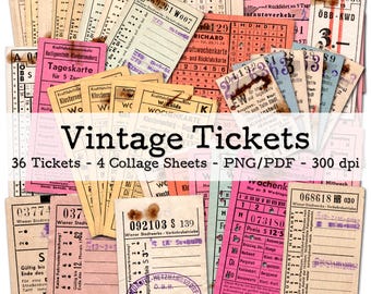 Vintage Tickets from Vienna, Austria | 1950s - 1960s Ephemera | Travel Diary | Junk Journal Kit | PNG Clipart | digital | instant download