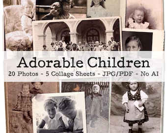 Adorable Children | 1890s - 1950s Ephemera | Vintage Family Photos | Junk Journal Kit | Scrapbook Supplies | digital | instant download