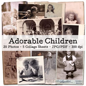 Niños adorables | Efímeras 1890-1950 | Fotos familiares antiguas | Kit de diario basura | Materiales para álbumes de recortes | Digital | Descarga instantánea