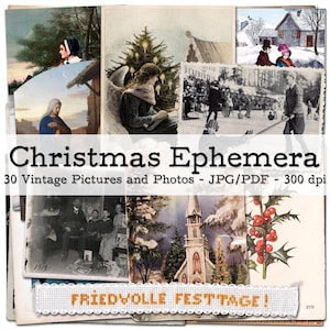 Vintage Bilder und Fotos für Weihnachten | Ephemera 1900 - 1970 | Junk Journal Kit | Scrapbook Zubehör | digital | Sofort-Download