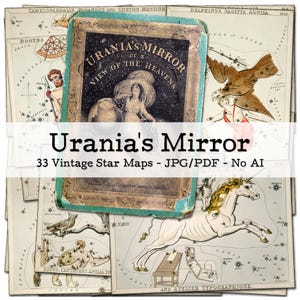 Urania's Spiegel | Vintage Astronomische Sterrenkaarten | Ephemera uit de jaren 1820 | Grimoire | Junk Journal Kit | Digitaal | Direct downloaden