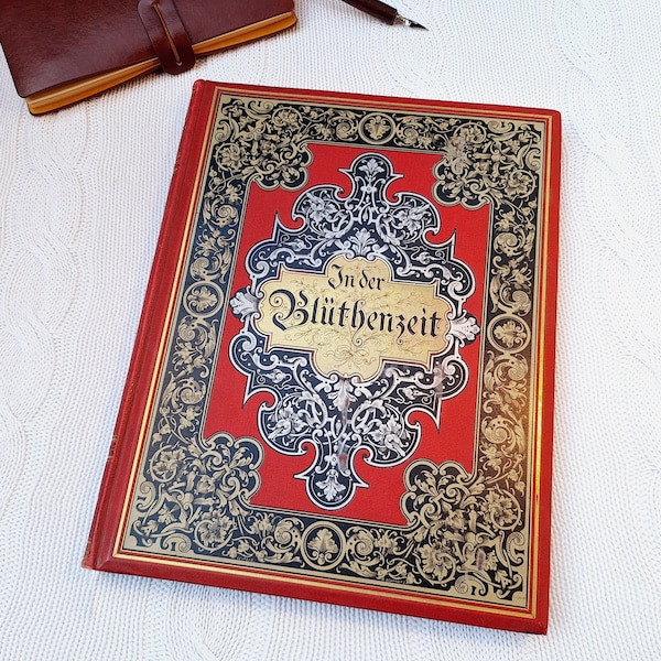 Vintage Book “In der Blüthenzeit” by Julius Höppner | 1883 | with wonderful Aquarelles and Poems | very rare | Collector's Item