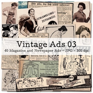 Vintage Werbeanzeigen aus Zeitungen und Magazinen, Teil 03 | Ephemera 1910 - 1980 | Junk Journal Kit | digital | Sofort-Download