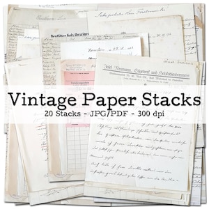 Vintage Papierstapel | 1900er - 1940er Ephemera | Briefe, Formulare, Rechnungen, Listen | Junk Journal Kit | digital | Sofort-Download