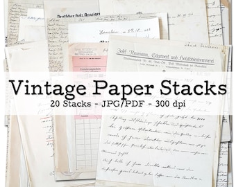 Vintage Paper Stacks | 1900s - 1940s Ephemera | Notes, Invoices, Forms | Junk Journal Kit | Scrapbook Supplies | digital | instant download