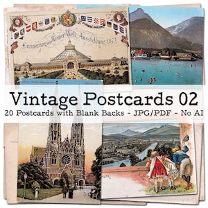Vintage Picture Postcards with Black Backs | 1890s - 1930s Ephemera | Travel Diary | Junk Journal Kit | digital | instant download