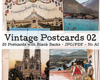 Vintage Picture Postcards with Black Backs | 1890s - 1930s Ephemera | Travel Diary | Junk Journal Kit | digital | instant download