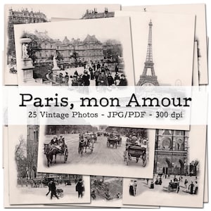 Sights and People of Paris | Ephemera from 1890 | French Vintage Photos | Junk Journal Kit | Travel Diary | digital | instant download