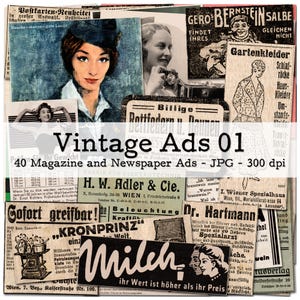 Vintage Werbeanzeigen aus Zeitungen und Magazinen, Teil 01 | Ephemera 1910 - 1980 | Junk Journal Kit | digital | Sofort-Download