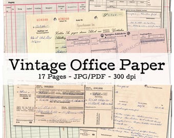 Vintage Office Papers | 1930s - 1970s Ephemera | Forms, Ledger, Letters | Junk Journal Kit | Scrapbook Supplies | digital | instant download
