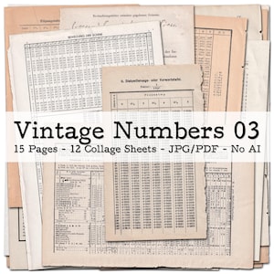 Vintage Book Pages with Numbers, Calculations, Tables, Part 03 | 1900s - 1950s Ephemera | Junk Journal Kit | digital | instant download