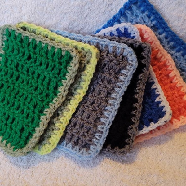 7 X Crochet dish cloths pads washing up hand Crocheted sponges 7 pack 100% Acrylic