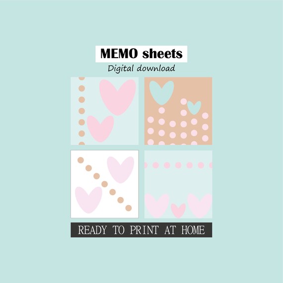 Printable memo pad set digital memo sheets memos for | Etsy