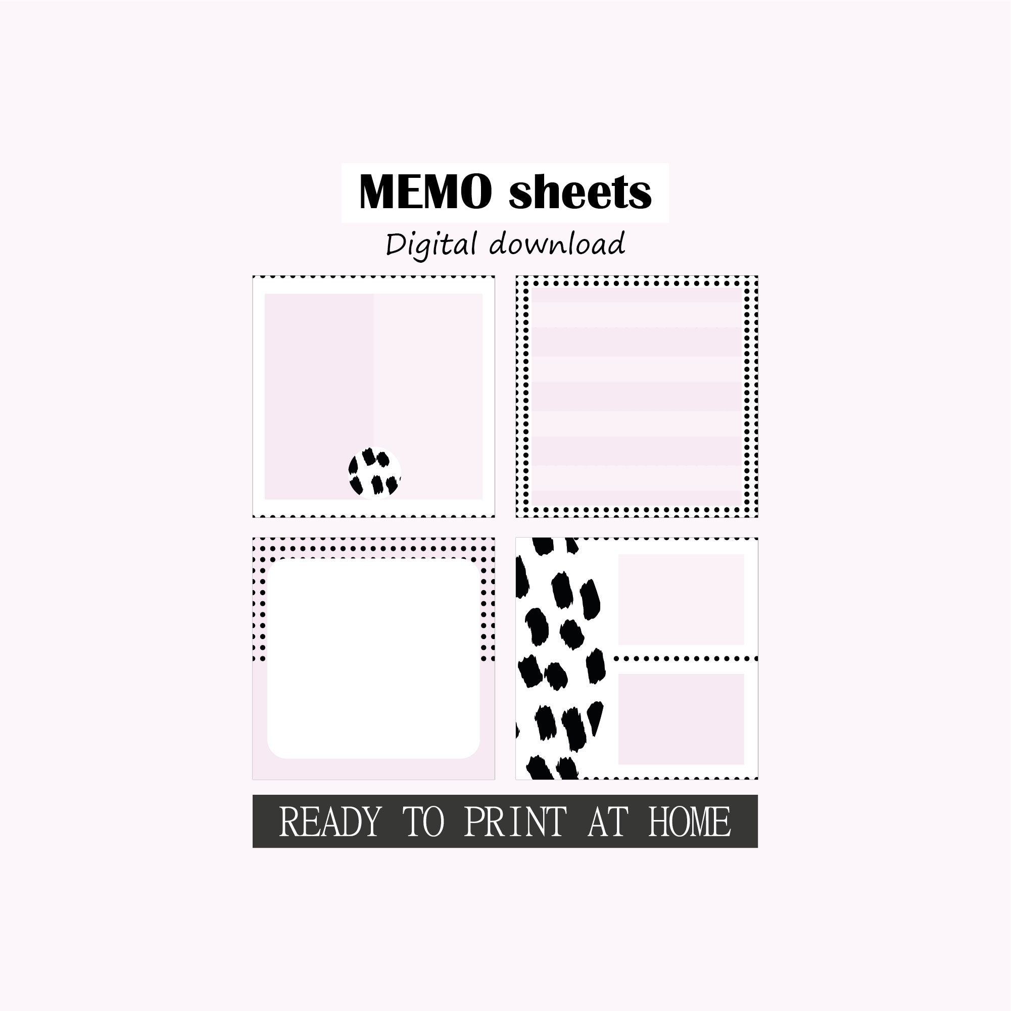 Printable memo pad set digital memo sheets memos for | Etsy