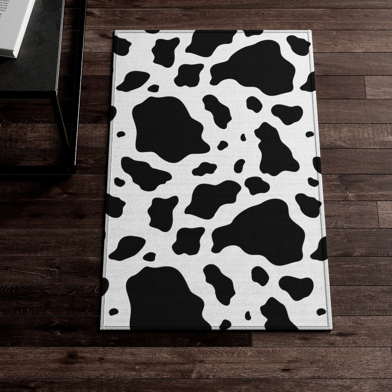 Cow Print Dornier Rug Cow Print Rug Cow Print Polyester Etsy