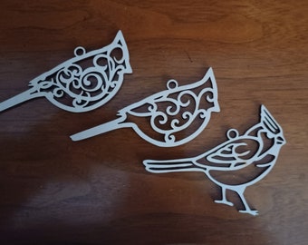 DIGITAL SVG FILE Glowforge Laser Cut Cardinal Bird Ornaments