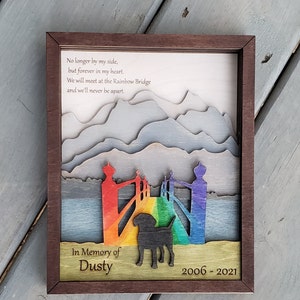 ARQUIVO DIGITAL SVG Pet Memorial Rainbow Bridge em camadas 3D Laser Pronto Corte Arquivo Cachorro Gato Glowforge