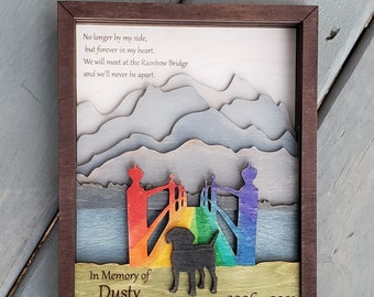 DIGITAL FILE SVG Pet Memorial Rainbow Bridge Layered 3D Laser Ready Cut File Dog Cat Glowforge