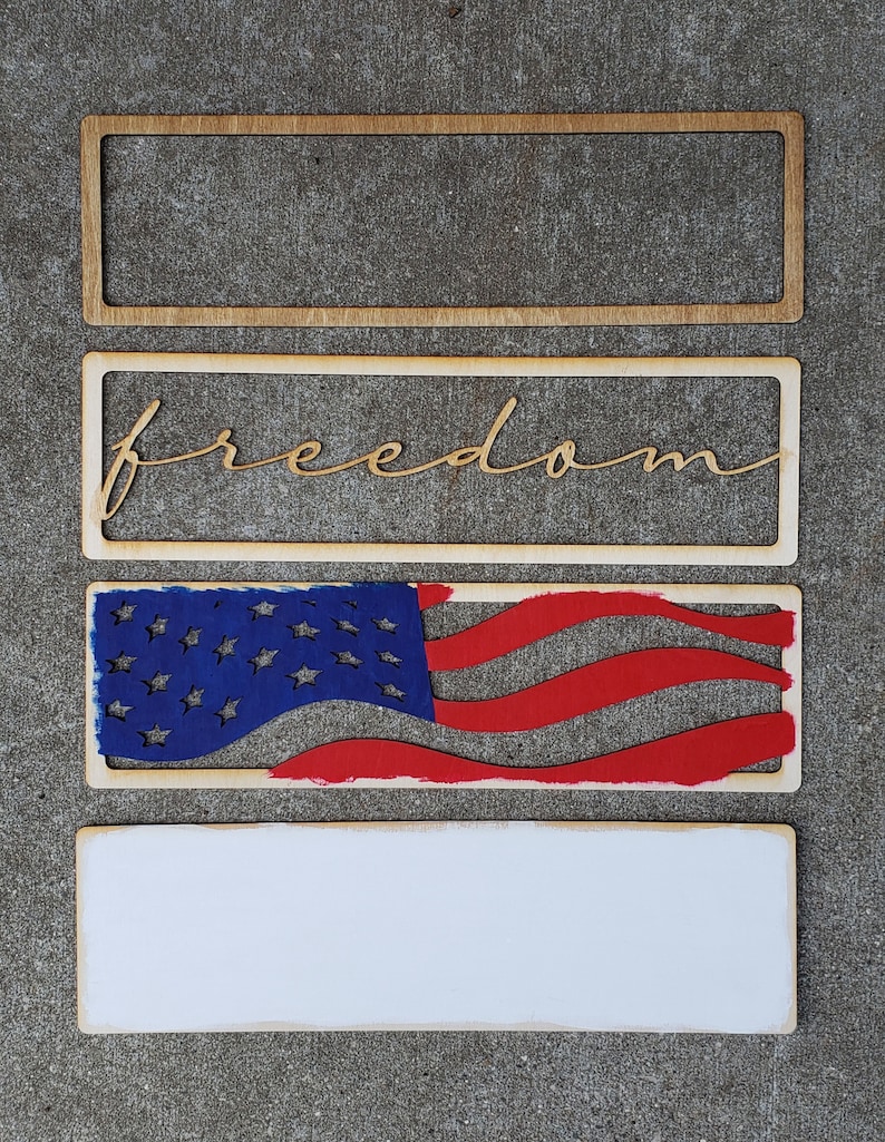 DIGITAL SVG FILE Glowforge Ready Laser Cut Layered American Flag Freedom Patriotic Multi-Layer Sign image 8