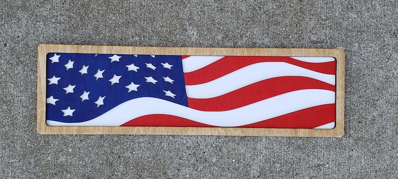 DIGITAL SVG FILE Glowforge Ready Laser Cut Layered American Flag Freedom Patriotic Multi-Layer Sign image 9