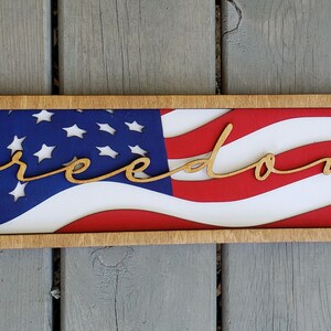 DIGITAL SVG FILE Glowforge Ready Laser Cut Layered American Flag Freedom Patriotic Multi-Layer Sign image 4