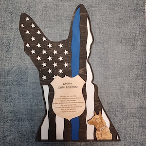 DIGITAAL SVG-BESTAND Glowforge Laser Ready gelaagde K9 politiehond vlag gedenkplaat cadeau