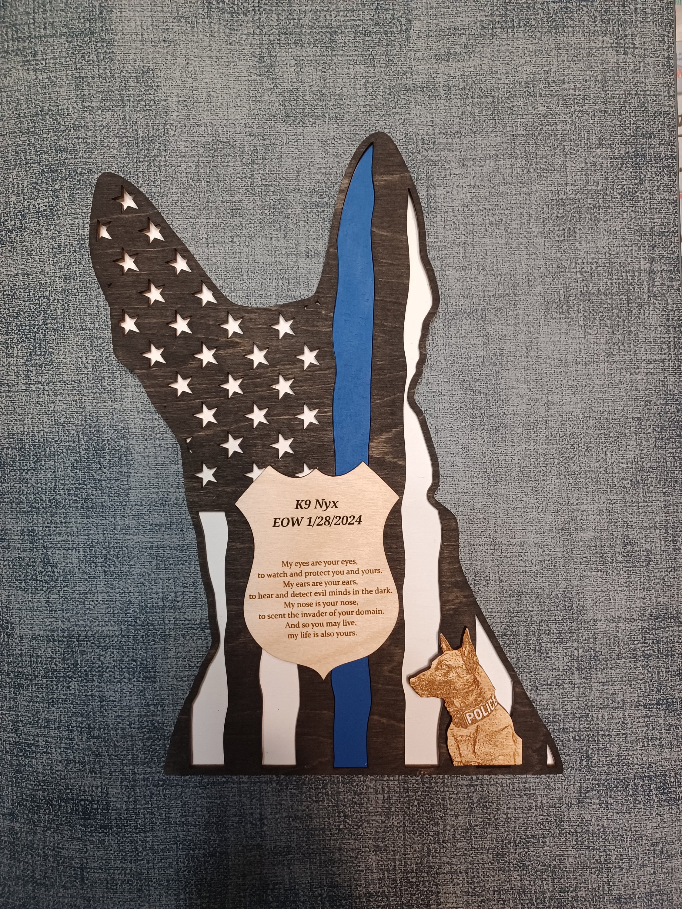 Bandiera Nylon Ricamata 2.5x4 2,5 X 4 Brodée USA Police Memorial 600d 2