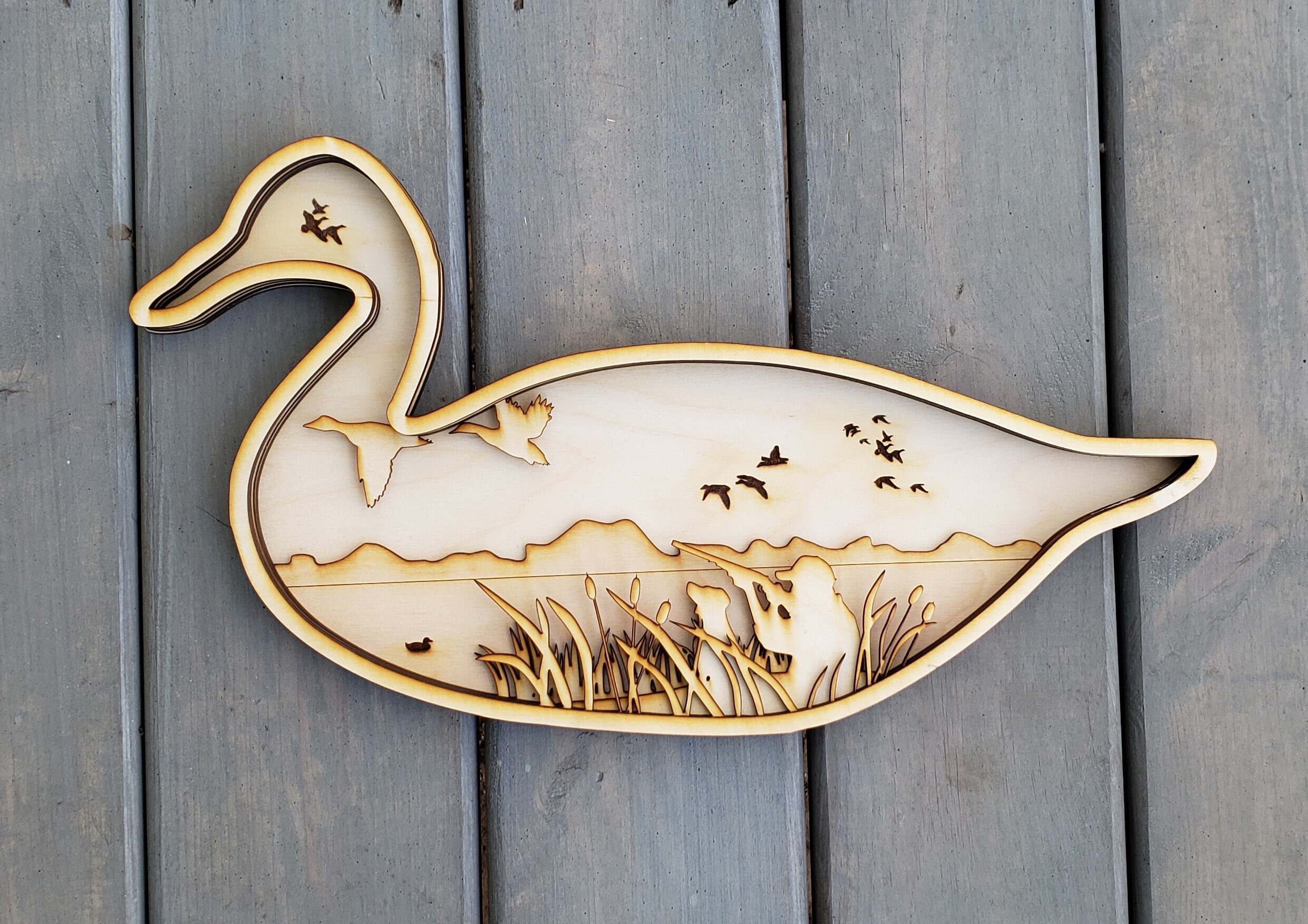 DIGITAL SVG FILE Glowforge Laser Cut Layered Duck Hunting Scene File - Etsy