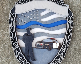 FILE DIGITALE SVG Glowforge Laser Ready File Layered Police Officer Cop K9 Badge Targa regalo commemorativa