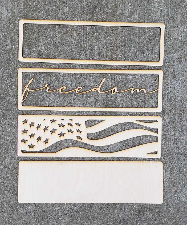 DIGITAL SVG FILE Glowforge Ready Laser Cut Layered American Flag Freedom Patriotic Multi-Layer Sign image 7