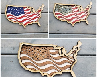 DIGITAL SVG File DXF Glowforge Ready Laser Cut Layered United States America Flag