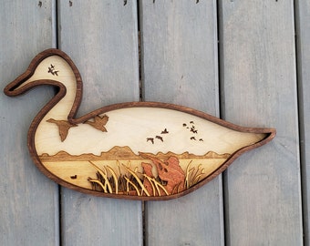 DIGITAL SVG FILE Glowforge Laser Cut Layered Duck Hunting Scene File