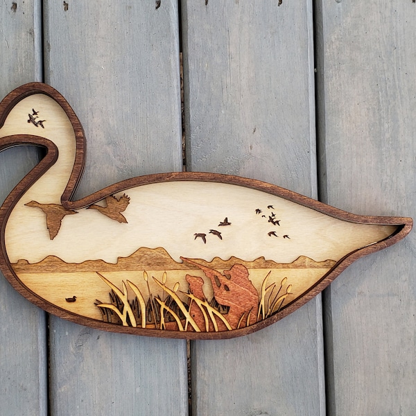 DIGITAL SVG FILE Glowforge Laser Cut Layered Duck Hunting Scene File