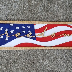 DIGITAL SVG FILE Glowforge Ready Laser Cut Layered American Flag Freedom Patriotic Multi-Layer Sign image 2