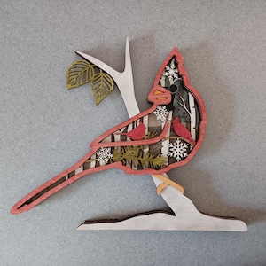 FICHIER SVG NUMÉRIQUE Glowforge Laser Ready Cut File Layered Cardinal Bird