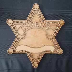 DIGITAL SVG FILE Glowforge Laser Cut Customizable Layered Police Sheriff Star Memorial Badge Michigan