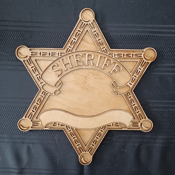 DIGITAL SVG FILE Glowforge Laser Cut Customizable Layered Police Sheriff Star Memorial Badge Michigan