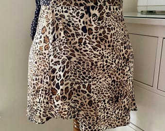 Handmade Leopard Print Wrap Mini Skirt – Polka Dot Tie, Dopamine Dressing