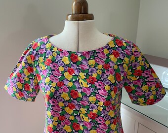 Handmade 60s Style Shift Dress - Colourful Retro Mod Dress, Vintage Inspired Bold Print Clothing